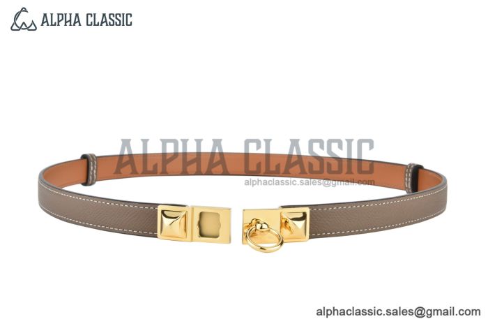 HERMES Lady Rivale Jean 18 YG Buckle & Craie Epsom Leather Belt