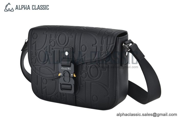 Dior Small Saddle Messenger Bag with Flap Black Gravity Leather and Black Grained Calfskin