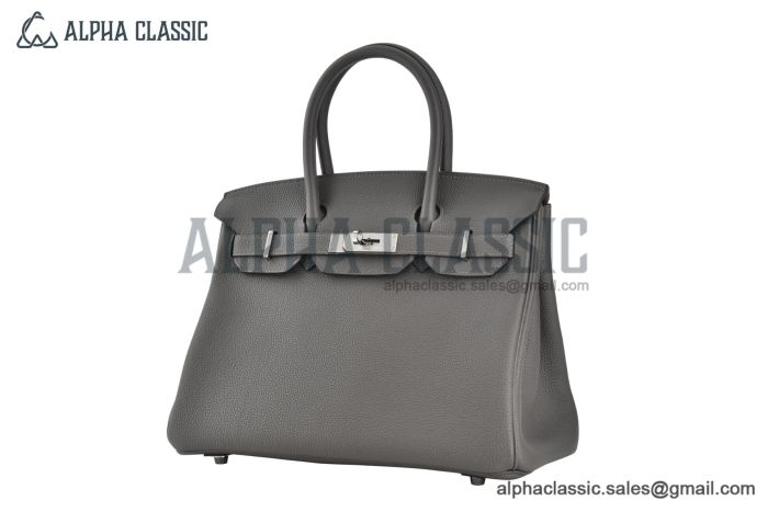 Hermes Birkin 30 Etain Togo Leather Palladium Hardware Fully Handmade
