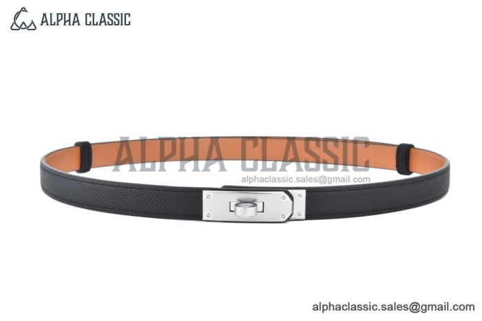 HERMES Lady Kelly 18 Buckle & Black Epsom Leather Belt