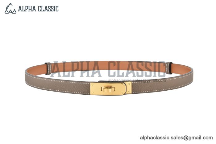 HERMES Lady Kelly 18 YG Buckle & Craie Epsom Leather Belt