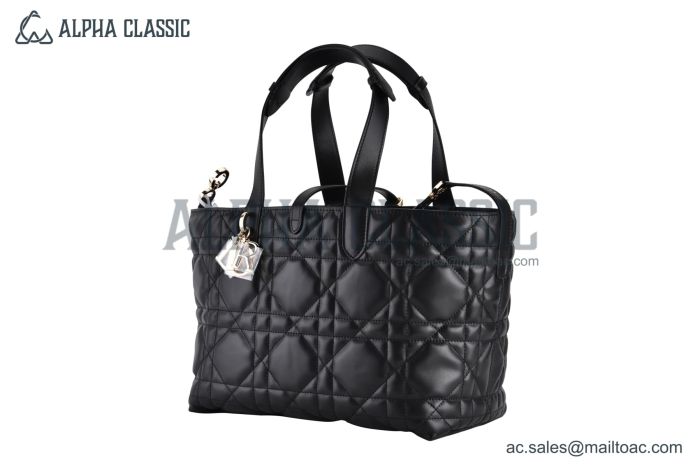 Dior Medium Toujours Bag Black Macrocannage Calfskin