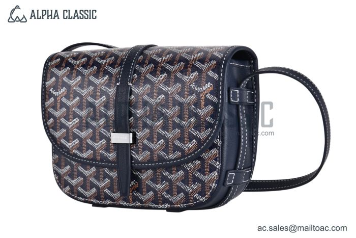 Goyard Belvedere PM Bag Canvas & Taurillon Leather Navy Blue