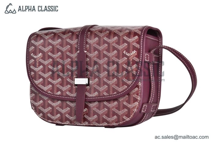 Goyard Belvedere PM Bag Canvas & Taurillon Leather Burgundy