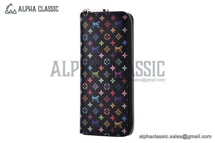 LV x TM Clemence Wallet Black Murakami Monogram Canvas M13408