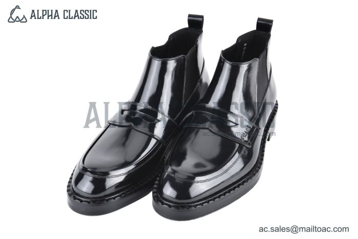 Prada Classic Boot Black Burnished Leather
