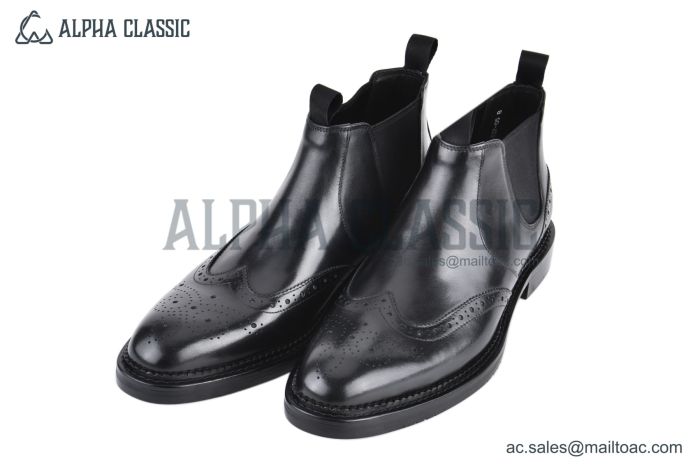 Prada Classic Brogue Boot I Black Grain Leather