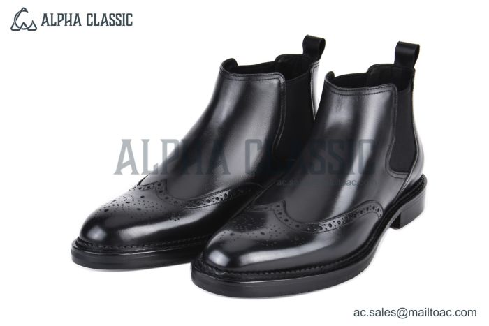 Prada Classic Brogue Boot III Black Grain Leather