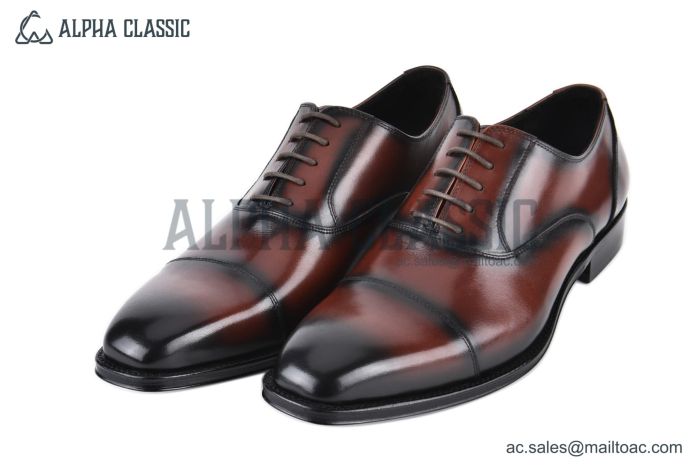 Ferragamo Tramezza Oxford with Toe Cap Black to Brown Gradient Leather