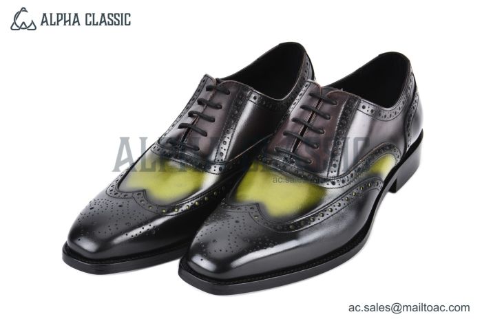 Ferragamo Tramezza Oxford Brogue Black to Yellow Gradient Leather