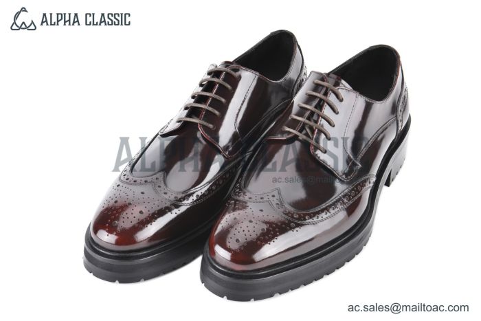 Prada Lace-up Oxford Brogue Brown Patent Leather