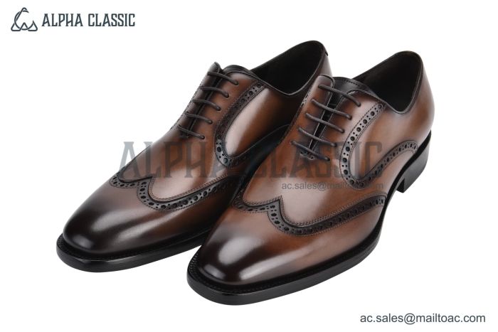 Prada Lace-up Oxford Brogue Brown Grain Leather