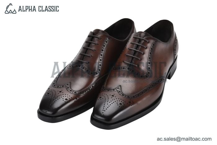 Prada Lace-up Oxford Full Brogue Brown Grain Leather