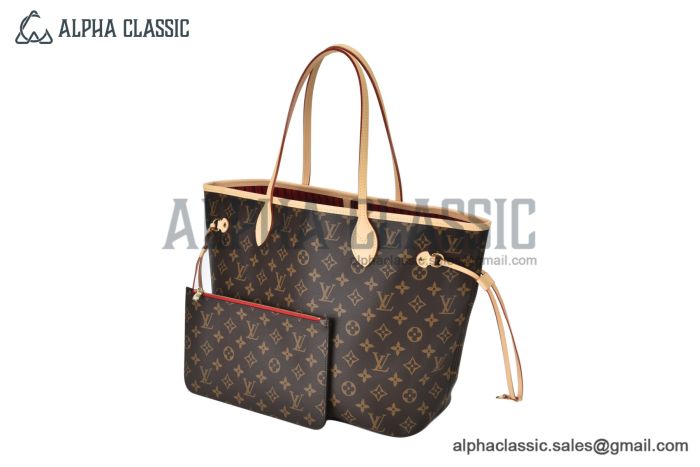 LV Neverfull MM Monogram Cerise Red & Brown M46987