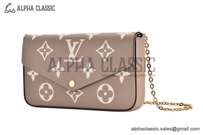 LV Félicie Pochette Bag Monogram Empreinte Leather Tourterelle Gray M82610