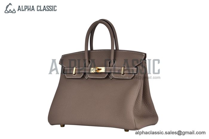 Hermes Birkin 25 Etoupe Togo Leather Gold Hardware Fully Handmade