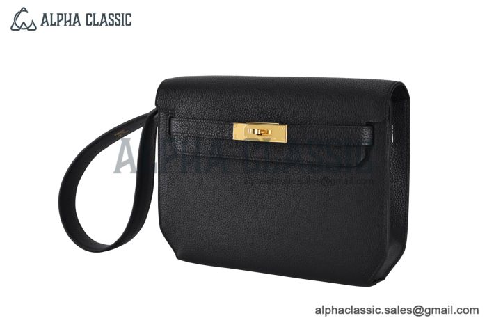 Hermes Kelly Depeches 25 Noir Togo Leather Gold Hardware Fully Handmade