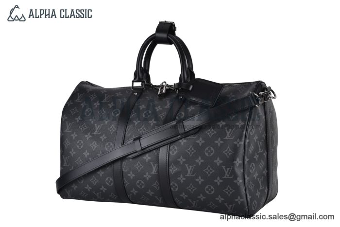 LV Keepall Bandoulière 45 / 50 / 55 Monogram Eclipse Canvas Black M40569 / M14202 / M40605