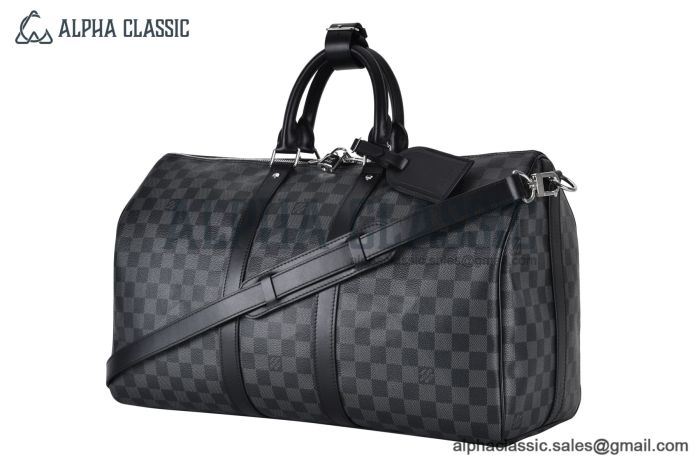 LV Keepall Bandoulière 45 / 55 Damier Graphite Canvas Black N41418 / N41413