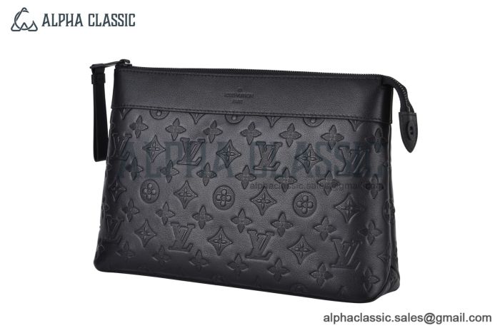 LV Pochette Voyage Souple Monogram Shadow Leather Black M82545