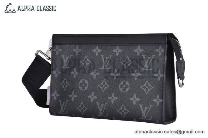 LV Gaston Wearable Wallet Monogram Eclipse Reverse Canvas M81124