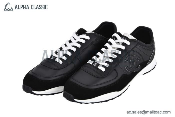 Chanel 25P Interlocking CC Logo Sneaker Calfskin Suede Black