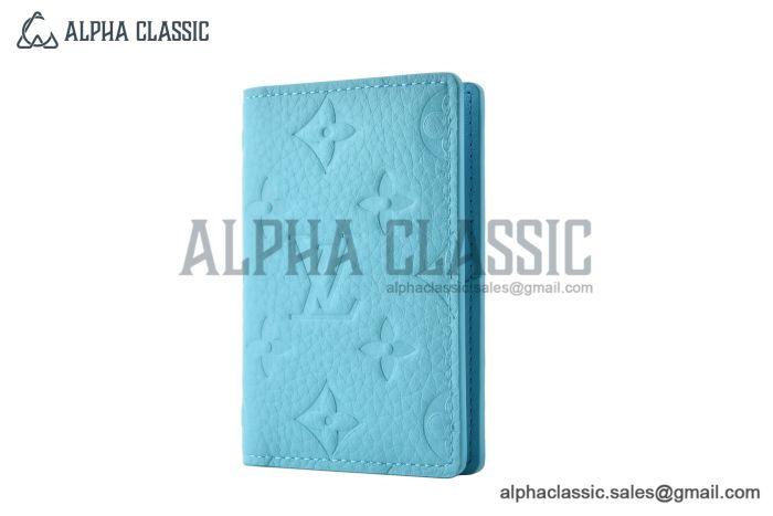 LV Pocket Organizer Wallet Turquoise Monogram Leather M11502