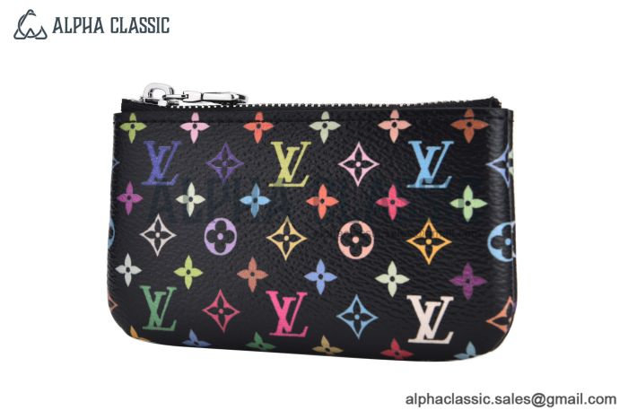 LV x TM Key Pouch Black Murakami Monogram Canvas M13664