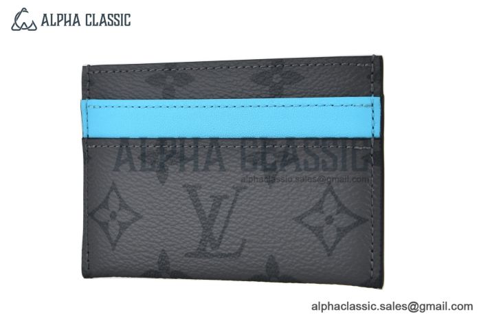 LV Double Card Holder Black/Turquoise Monogram Eclipse Reverse Canvas M11471