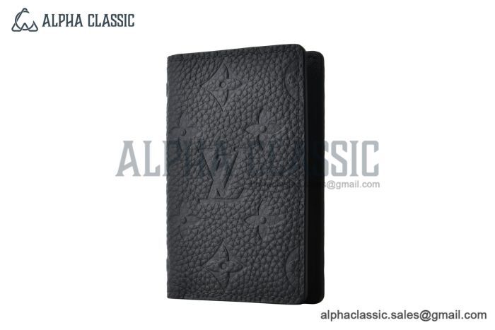 LV Pocket Organizer Wallet Black Taurillon Monogram Leather M69044