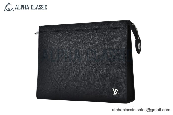 LV Pochette Voyage Black Taiga Leather M30450