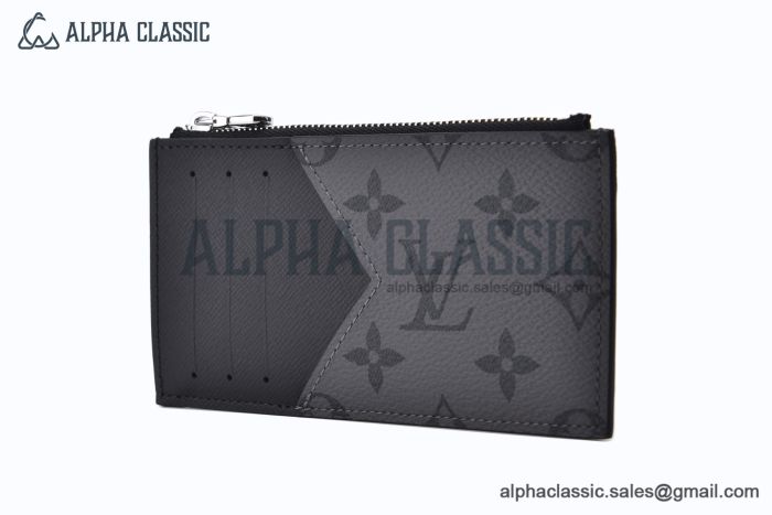 LV Coin Card Holder Black Gray Monogram Eclipse Canvas M69533
