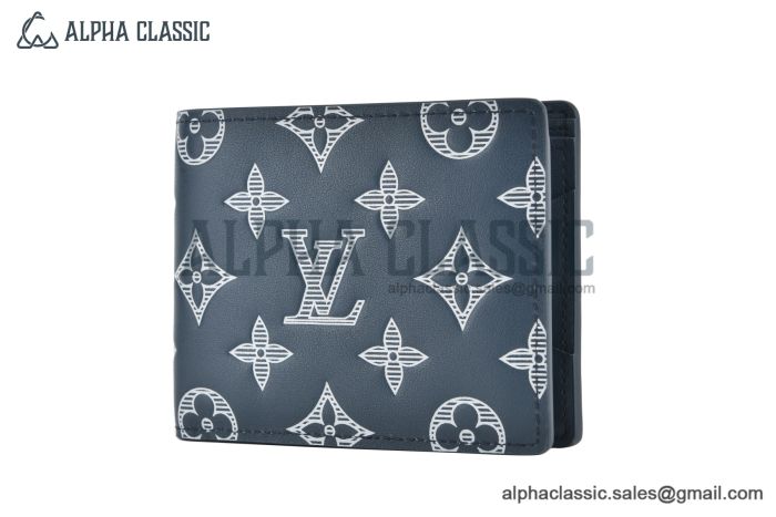 LV Multiple Wallet Ink Blue/White Monogram Leather M83379