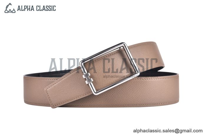 HERMES Tube H Belt Buckle & Graphite / Craie Reversible Epsom 135 Leather Belt