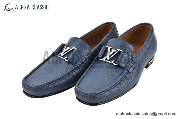 LV Modern Classic Major Loafer Gray Blue Grained Leather