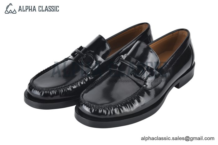 Ferragamo Gancini Black Patent Leather Loafer