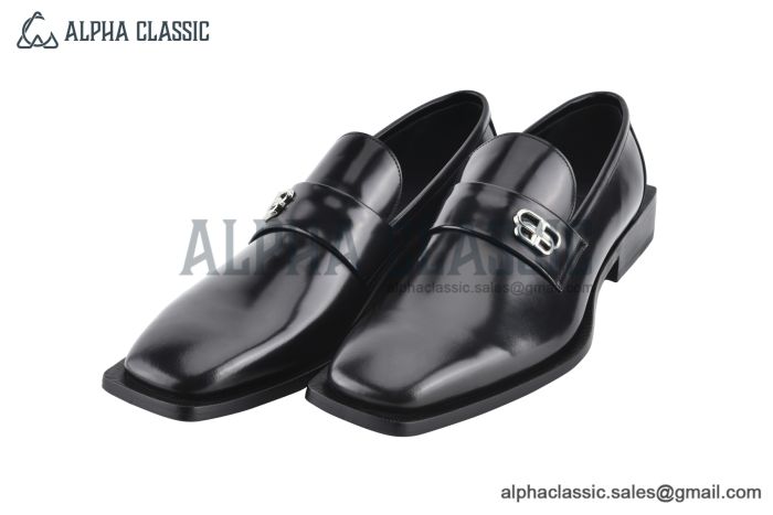 Balenciaga Black Waxed Leather Loafer