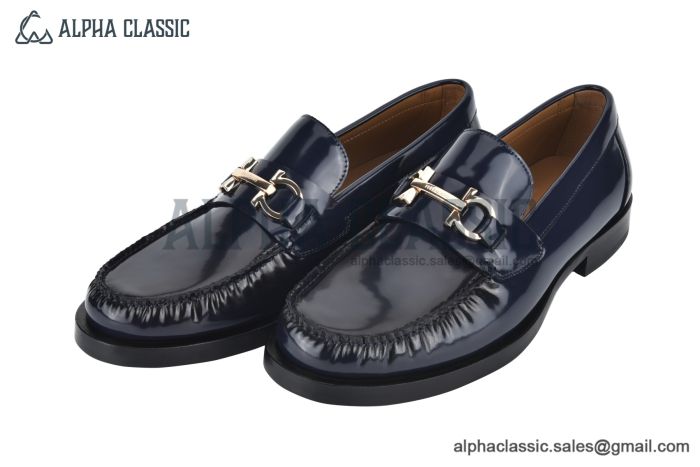 Ferragamo Gancini Blue Patent Leather Loafer