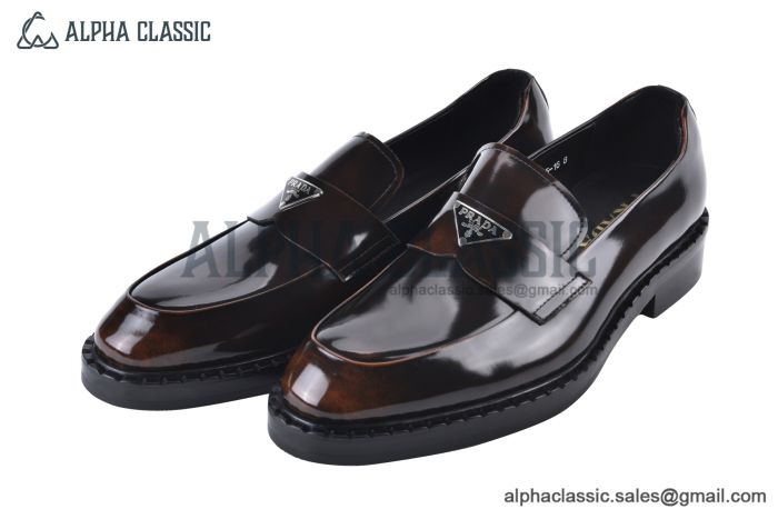 Prada Chocolate Brown Patent Leather Loafers