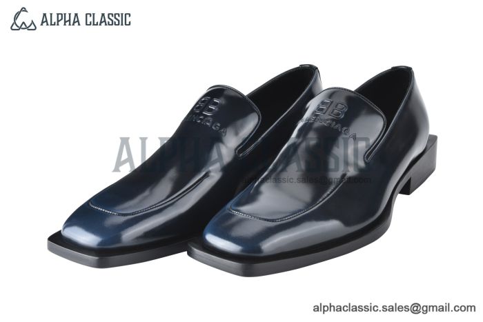 Balenciaga Gradient Blue/Black Waxed Leather Loafer