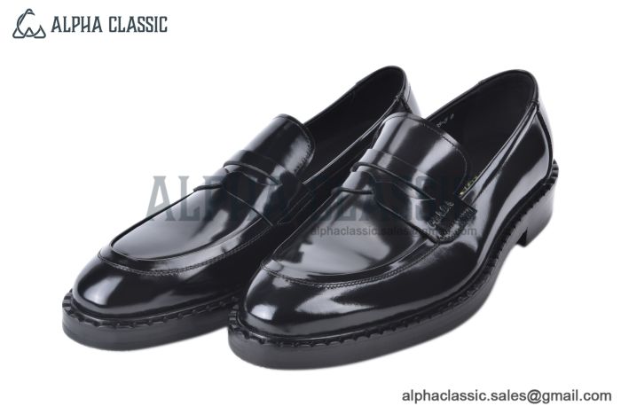 Prada Black Brushed Leather Loafer