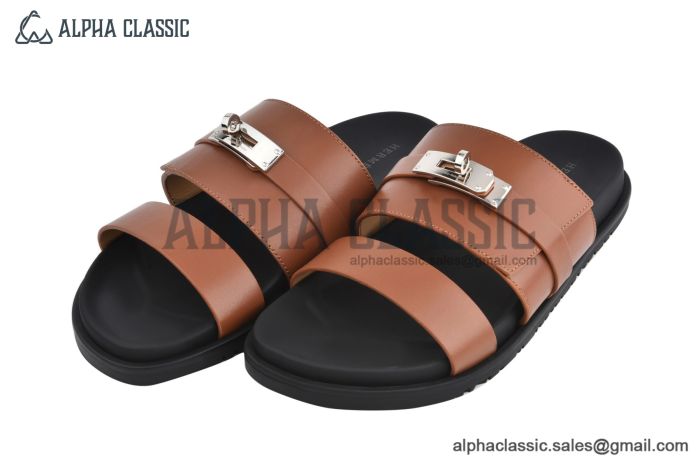 Hermes Jackson Brown Heritage Calf Leather Sandal