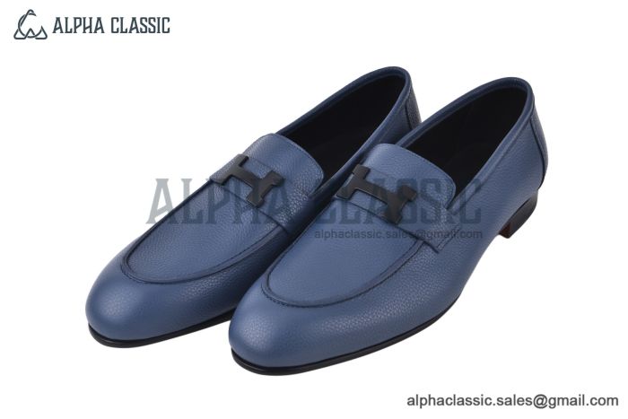 Hermes Paris Blue Leather Loafer