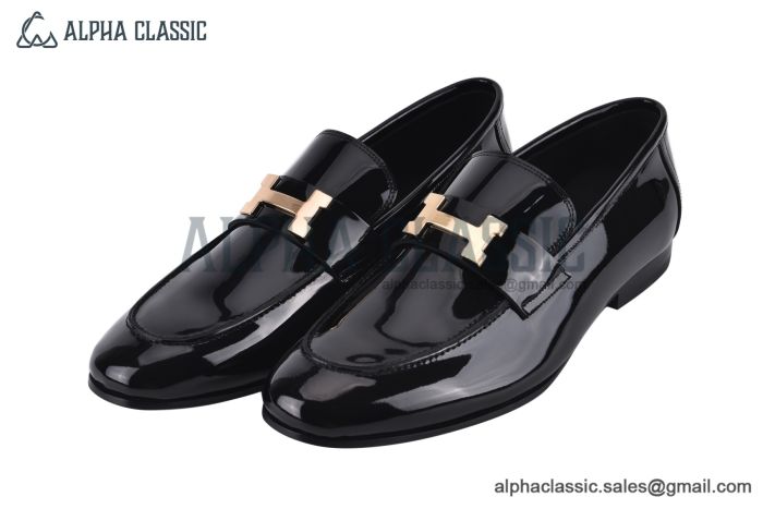 Hermes Paris Black Patent Leather Loafer