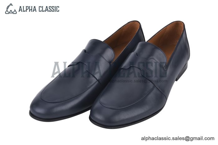 Hermes Ancora Blue Smooth Leather Loafer