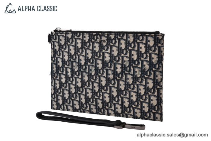 Dior A5 Pouch Beige & Black Oblique Jacquard