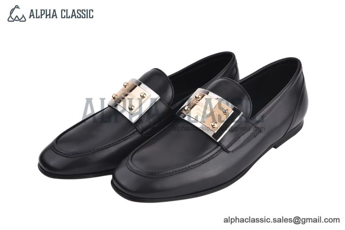Dolce & Gabbana Black Brushed Calfskin Leather Loafer