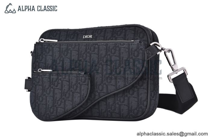 Dior Saddle Triple Pouch Black Oblique Jacquard