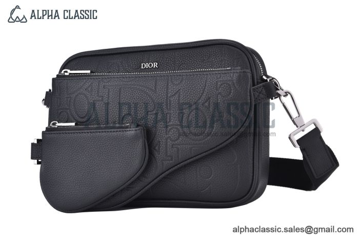 Dior Saddle Triple Pouch Black Gravity Leather with Black Grained Calfskin