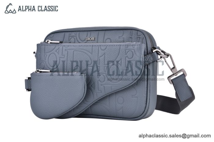 Dior Saddle Triple Pouch Blue Gravity Leather with Blue Grained Calfskin
